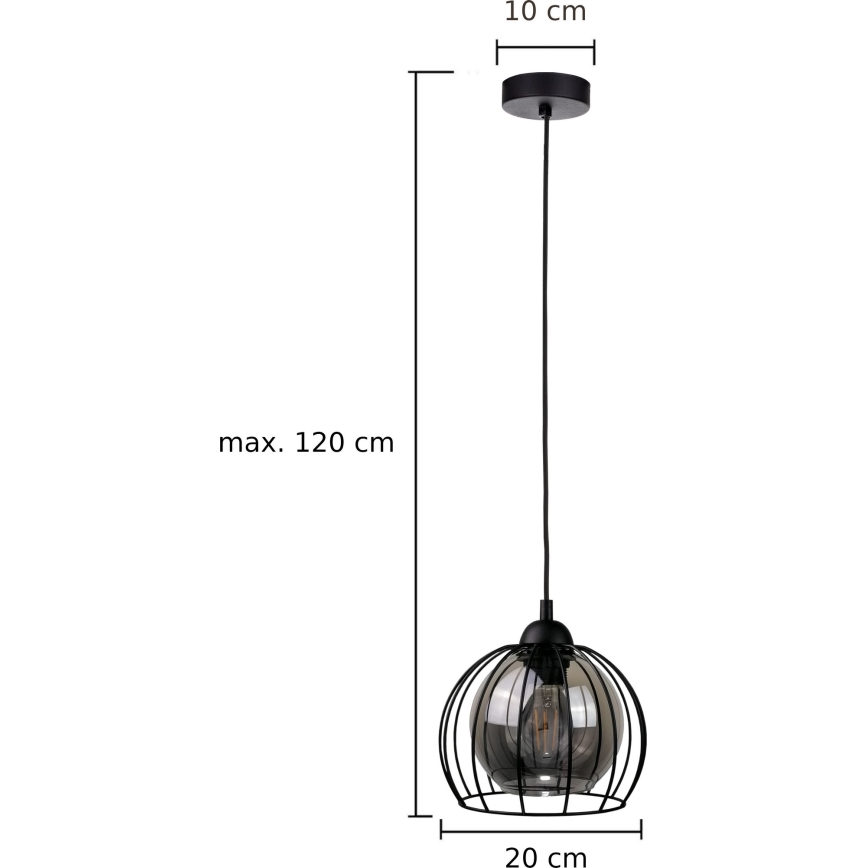 Lampadario a sospensione con filo SOLO BLACK 1xE27/60W/230V