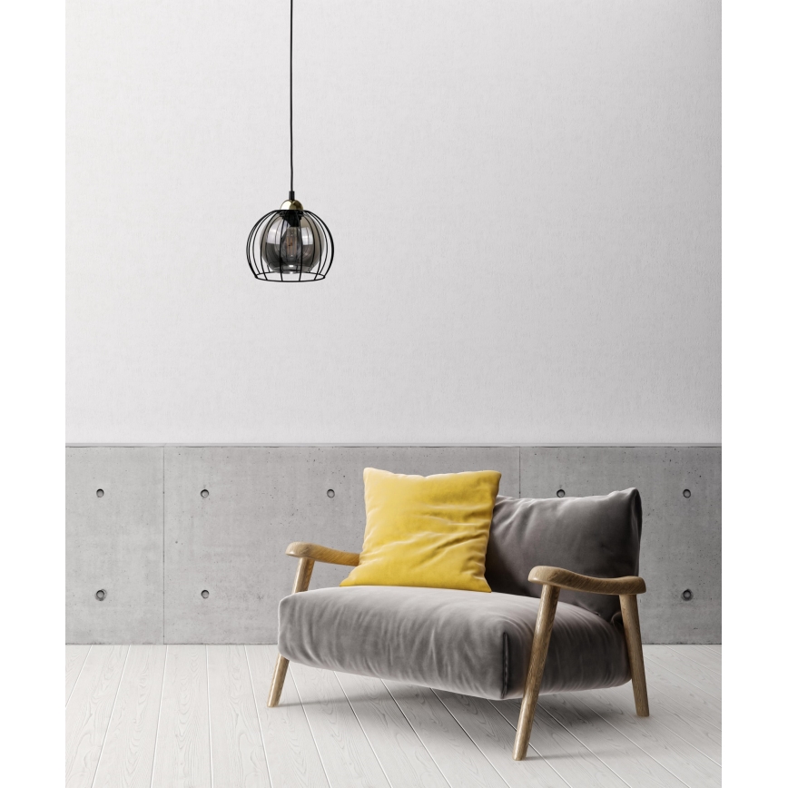 Lampadario a sospensione con filo SOLO BLACK 1xE27/60W230V nero/oro