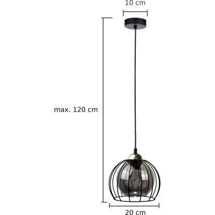 Lampadario a sospensione con filo SOLO BLACK 1xE27/60W230V nero/oro