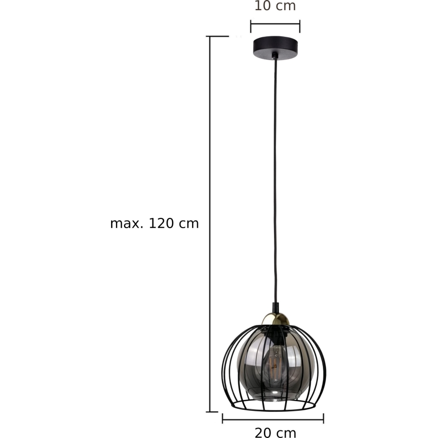 Lampadario a sospensione con filo SOLO BLACK 1xE27/60W230V nero/oro
