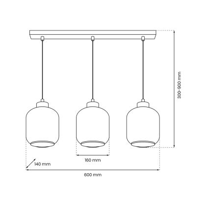 Lampadario a sospensione con filo SOMBRA 3xE27/60W/230V beige