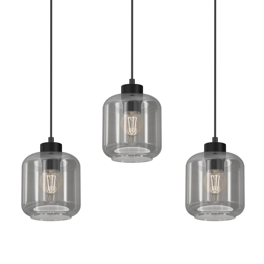 Lampadario a sospensione con filo SOMBRA 3xE27/60W/230V grigio