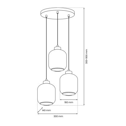 Lampadario a sospensione con filo SOMBRA 3xE27/60W/230V grigio