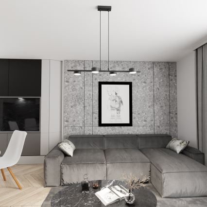 Lampadario a sospensione con filo SORA 4xGX53/12W/230V nero