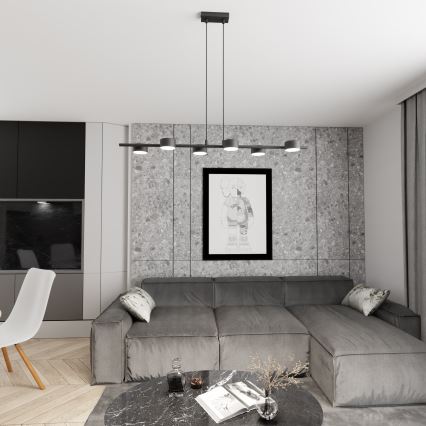 Lampadario a sospensione con filo SORA 6xGX53/12W/230V nero