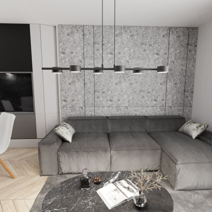 Lampadario a sospensione con filo SORA 6xGX53/12W/230V nero