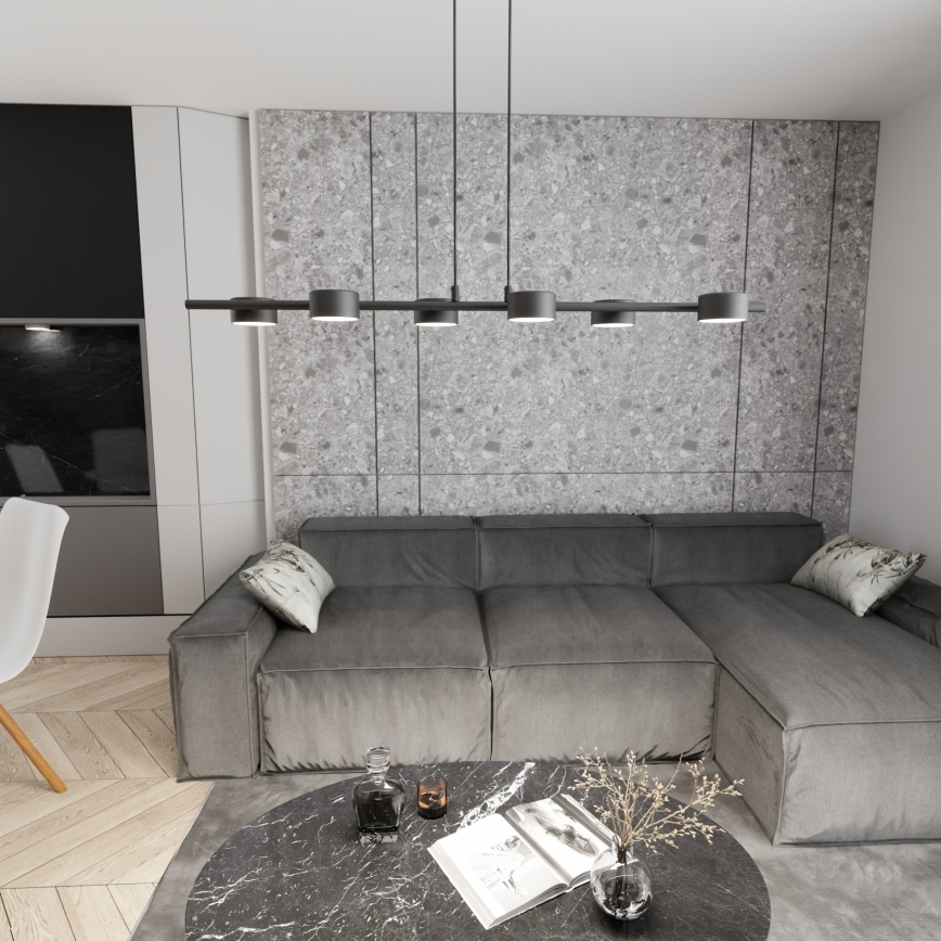 Lampadario a sospensione con filo SORA 6xGX53/12W/230V nero