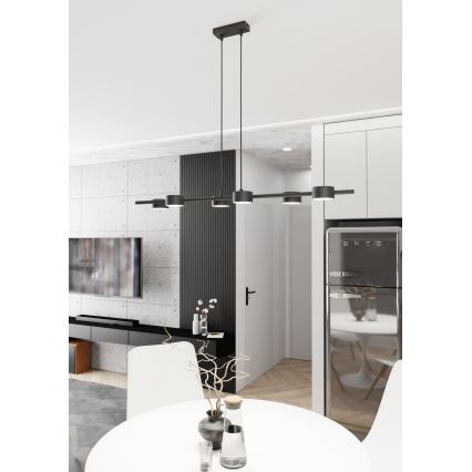 Lampadario a sospensione con filo SORA 6xGX53/12W/230V nero