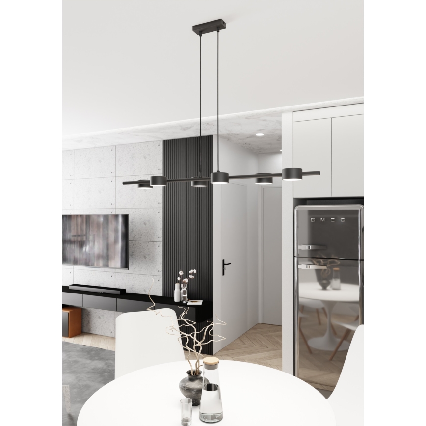 Lampadario a sospensione con filo SORA 6xGX53/12W/230V nero