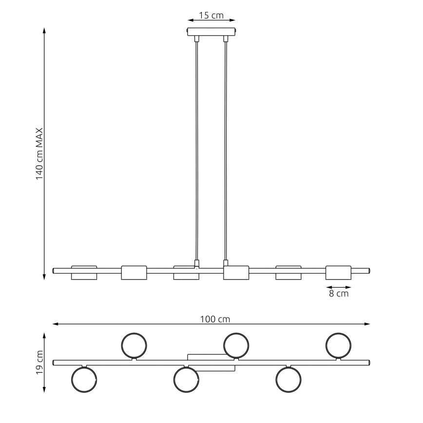 Lampadario a sospensione con filo SORA 6xGX53/12W/230V nero