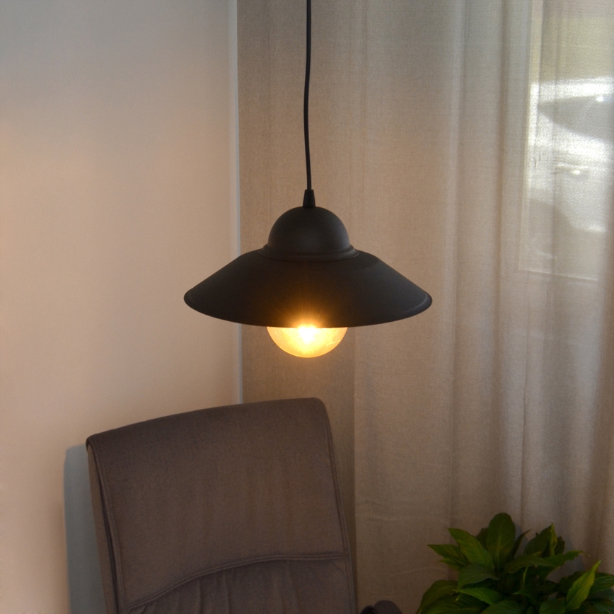 Lampadario a sospensione con filo SORAPIS 1xE27/15W/230V nero