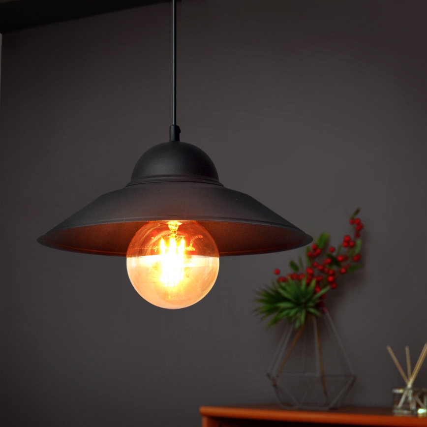 Lampadario a sospensione con filo SORAPIS 1xE27/15W/230V nero