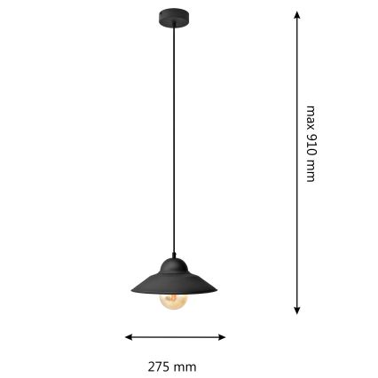 Lampadario a sospensione con filo SORAPIS 1xE27/15W/230V nero
