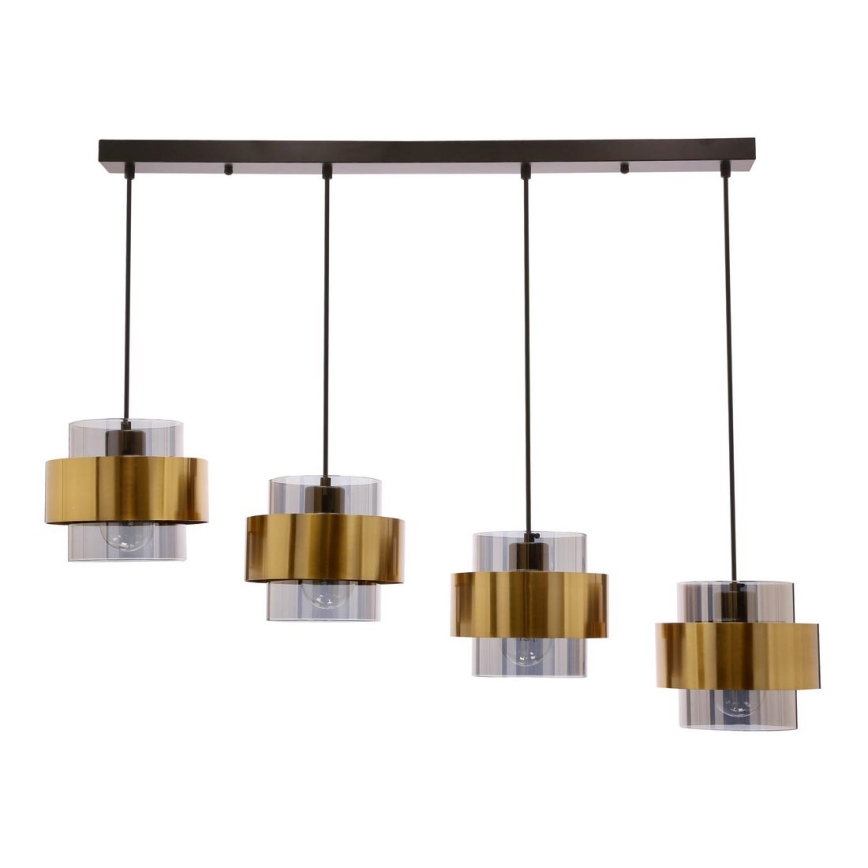 Lampadario a sospensione con filo SPIEGA 4xE27/60W/230V oro/nero