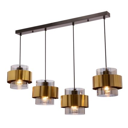 Lampadario a sospensione con filo SPIEGA 4xE27/60W/230V oro/nero