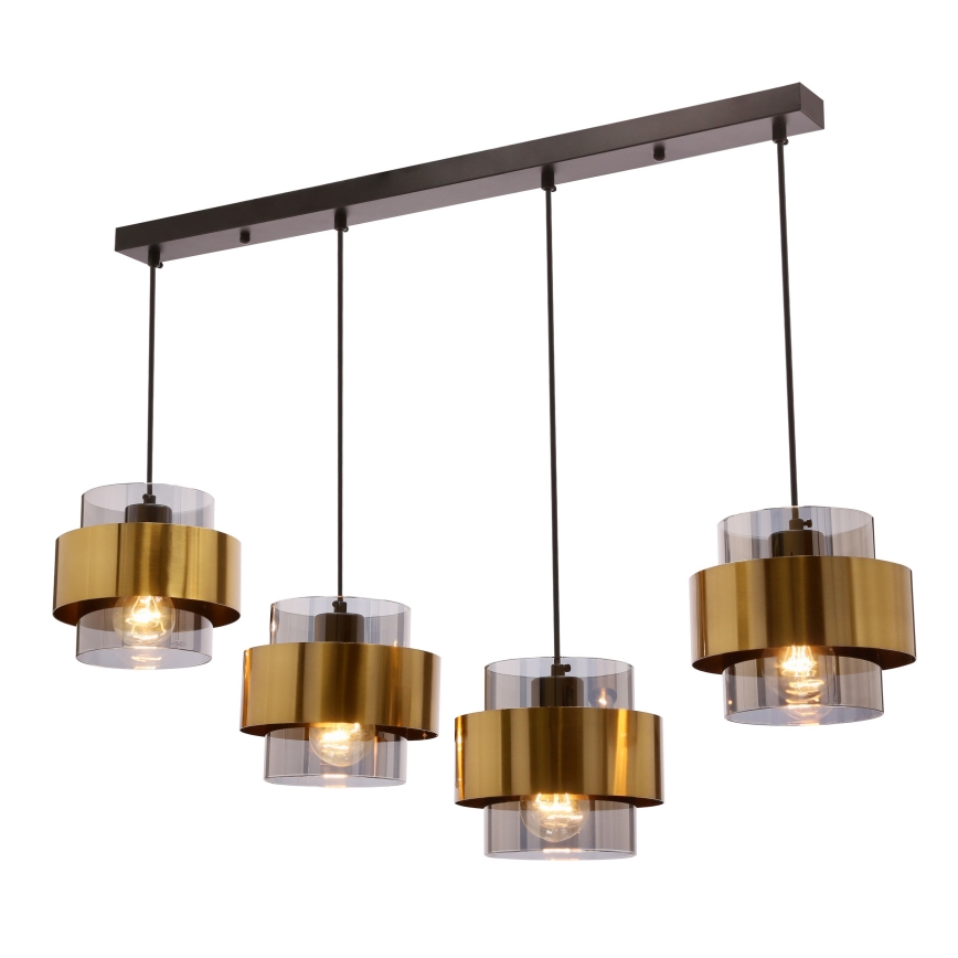 Lampadario a sospensione con filo SPIEGA 4xE27/60W/230V oro/nero
