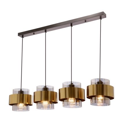 Lampadario a sospensione con filo SPIEGA 4xE27/60W/230V oro/nero