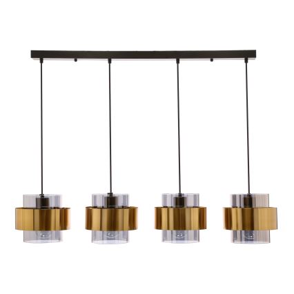 Lampadario a sospensione con filo SPIEGA 4xE27/60W/230V oro/nero