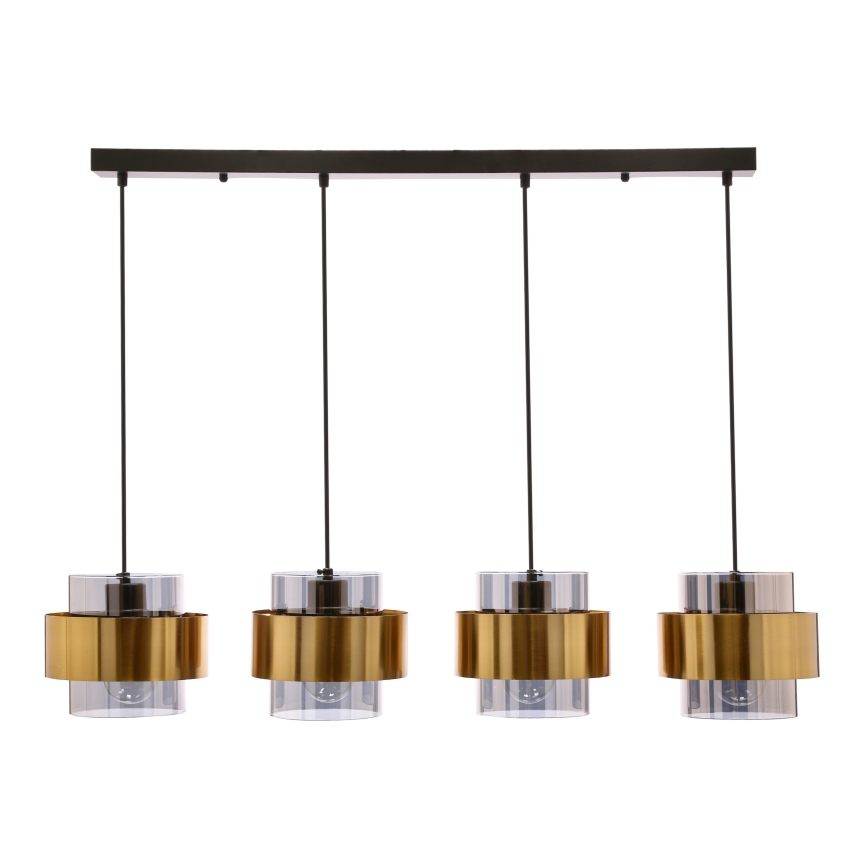 Lampadario a sospensione con filo SPIEGA 4xE27/60W/230V oro/nero