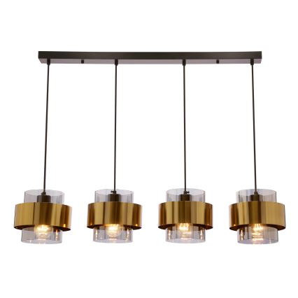 Lampadario a sospensione con filo SPIEGA 4xE27/60W/230V oro/nero