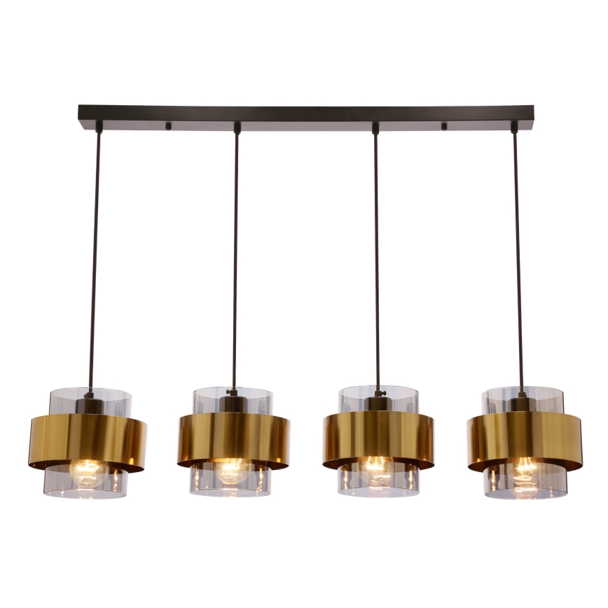 Lampadario a sospensione con filo SPIEGA 4xE27/60W/230V oro/nero
