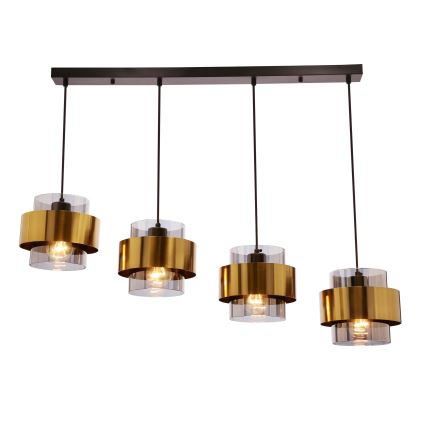 Lampadario a sospensione con filo SPIEGA 4xE27/60W/230V oro/nero