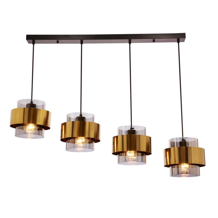 Lampadario a sospensione con filo SPIEGA 4xE27/60W/230V oro/nero