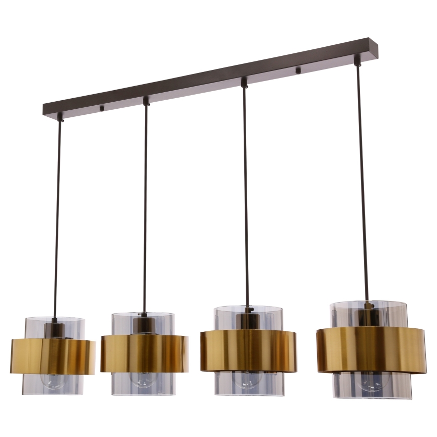 Lampadario a sospensione con filo SPIEGA 4xE27/60W/230V oro/nero