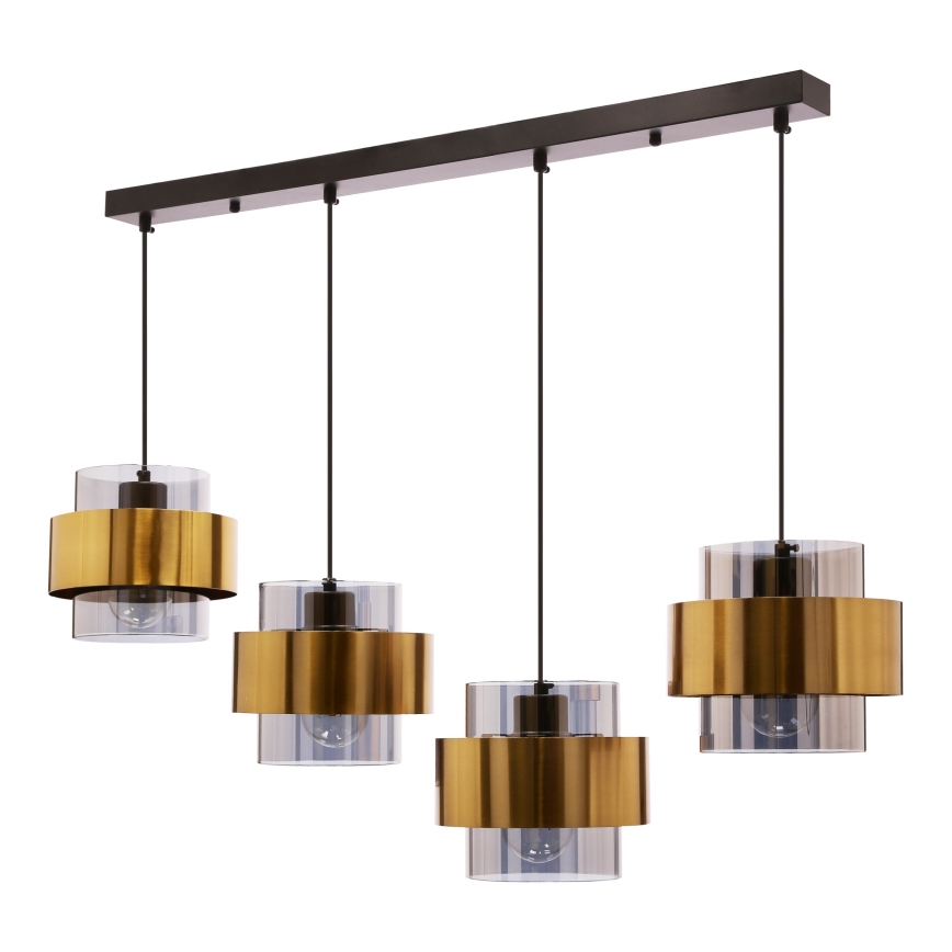 Lampadario a sospensione con filo SPIEGA 4xE27/60W/230V oro/nero