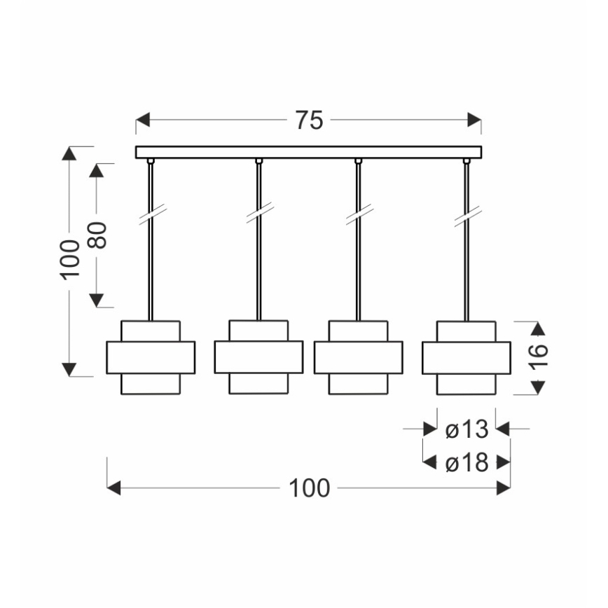 Lampadario a sospensione con filo SPIEGA 4xE27/60W/230V oro/nero