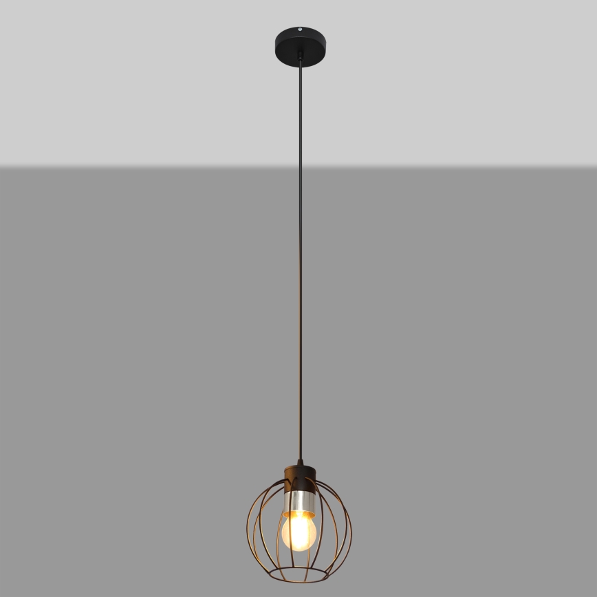 Lampadario a sospensione con filo STARLIGHT 1xE27/15W/230V nero/argento