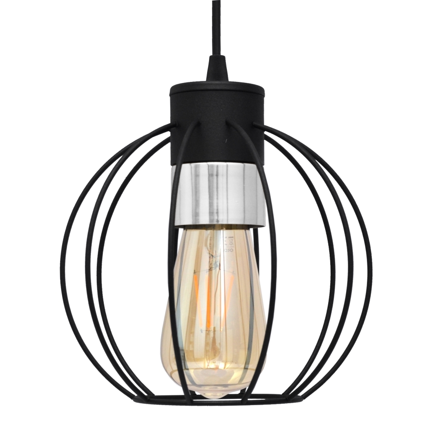 Lampadario a sospensione con filo STARLIGHT 1xE27/15W/230V nero/argento