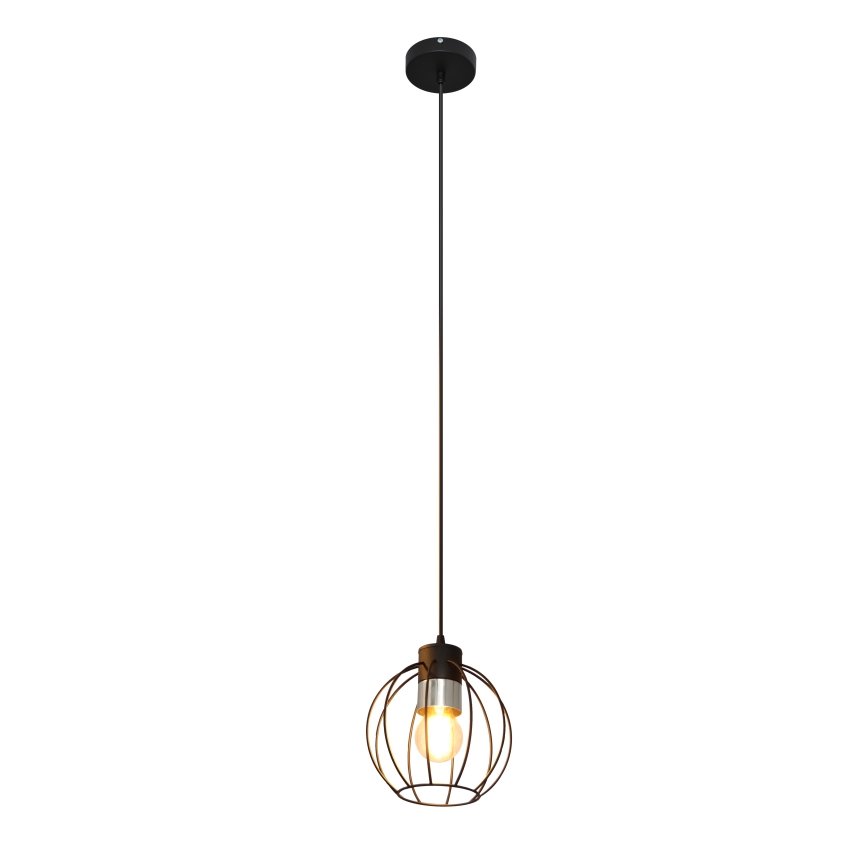 Lampadario a sospensione con filo STARLIGHT 1xE27/15W/230V nero/argento