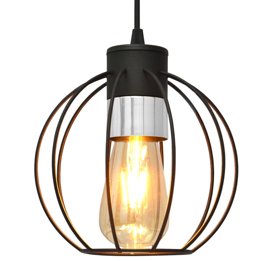 Lampadario a sospensione con filo STARLIGHT 1xE27/15W/230V nero/argento