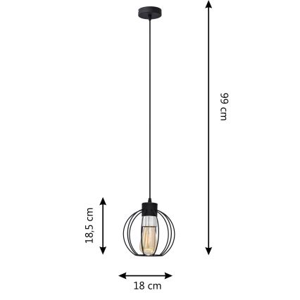 Lampadario a sospensione con filo STARLIGHT 1xE27/15W/230V nero/argento