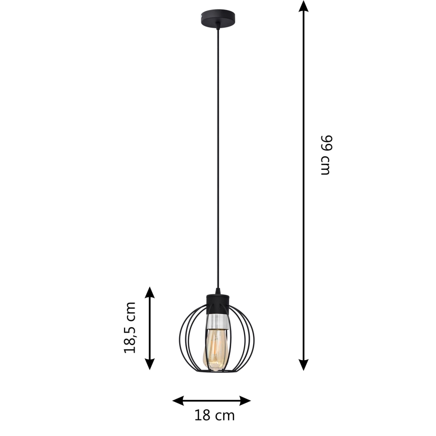 Lampadario a sospensione con filo STARLIGHT 1xE27/15W/230V nero/argento