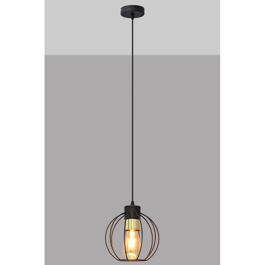 Lampadario a sospensione con filo STARLIGHT 1xE27/15W/230V nero/oro