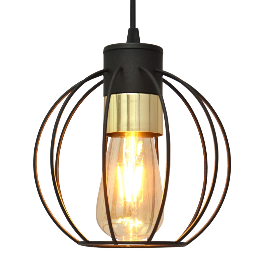 Lampadario a sospensione con filo STARLIGHT 1xE27/15W/230V nero/oro