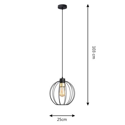 Lampadario a sospensione con filo STARLIGHT 1xE27/15W/230V nero/oro