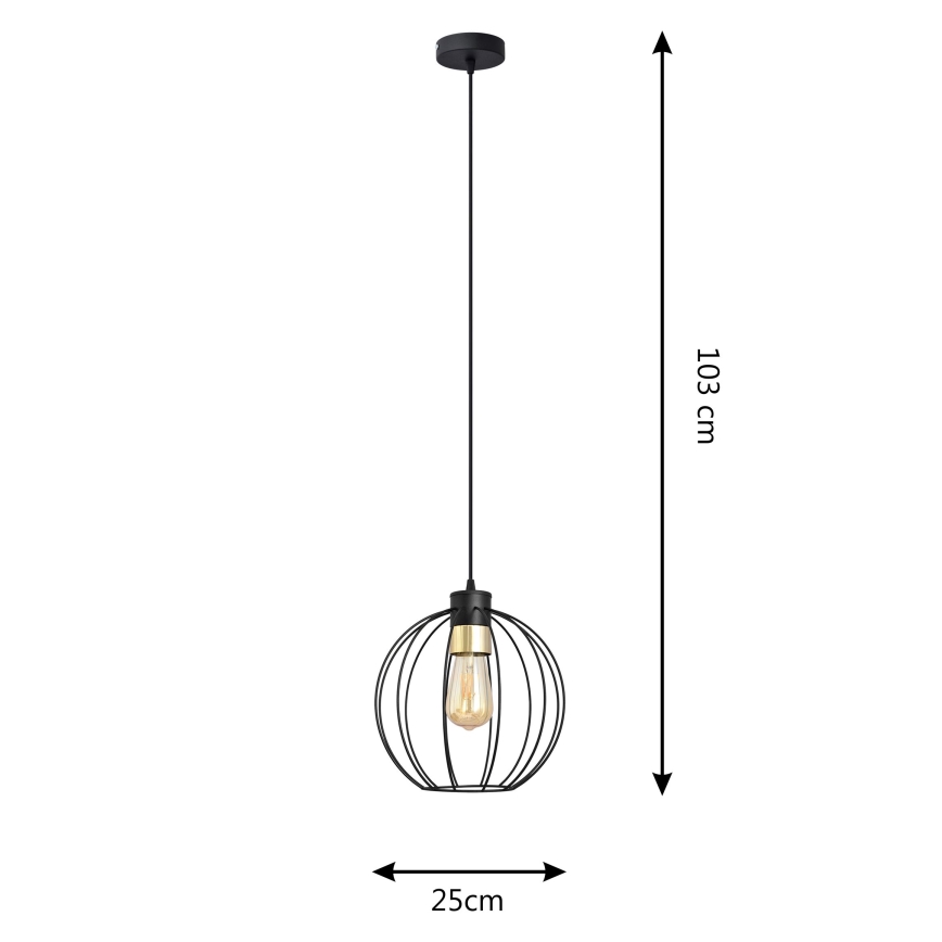 Lampadario a sospensione con filo STARLIGHT 1xE27/15W/230V nero/oro