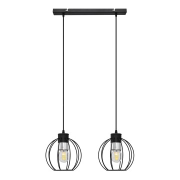 Lampadario a sospensione con filo STARLIGHT 2xE27/15W/230V nero/argento