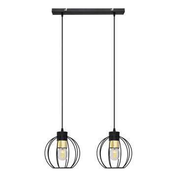 Lampadario a sospensione con filo STARLIGHT 2xE27/15W/230V nero/oro