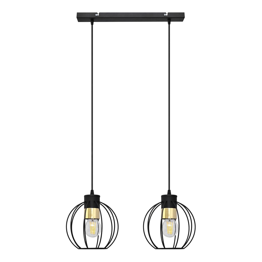 Lampadario a sospensione con filo STARLIGHT 2xE27/15W/230V nero/oro