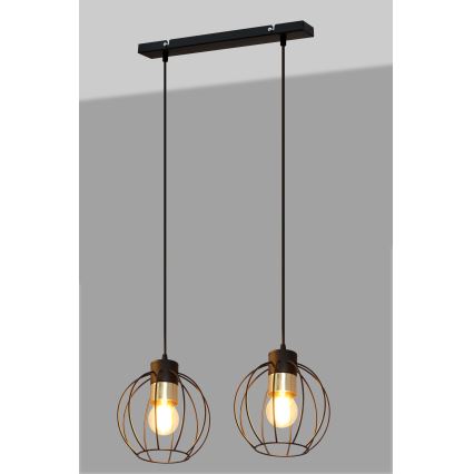 Lampadario a sospensione con filo STARLIGHT 2xE27/15W/230V nero/oro