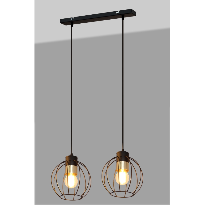 Lampadario a sospensione con filo STARLIGHT 2xE27/15W/230V nero/oro