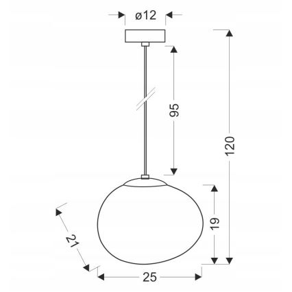 Lampadario a sospensione con filo STONES 1xE27/40W/230V diametro 25 cm