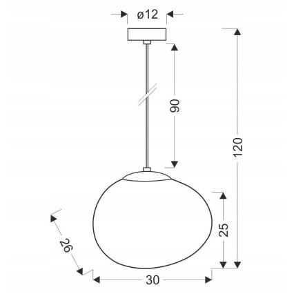 Lampadario a sospensione con filo STONES 1xE27/40W/230V diametro 30 cm