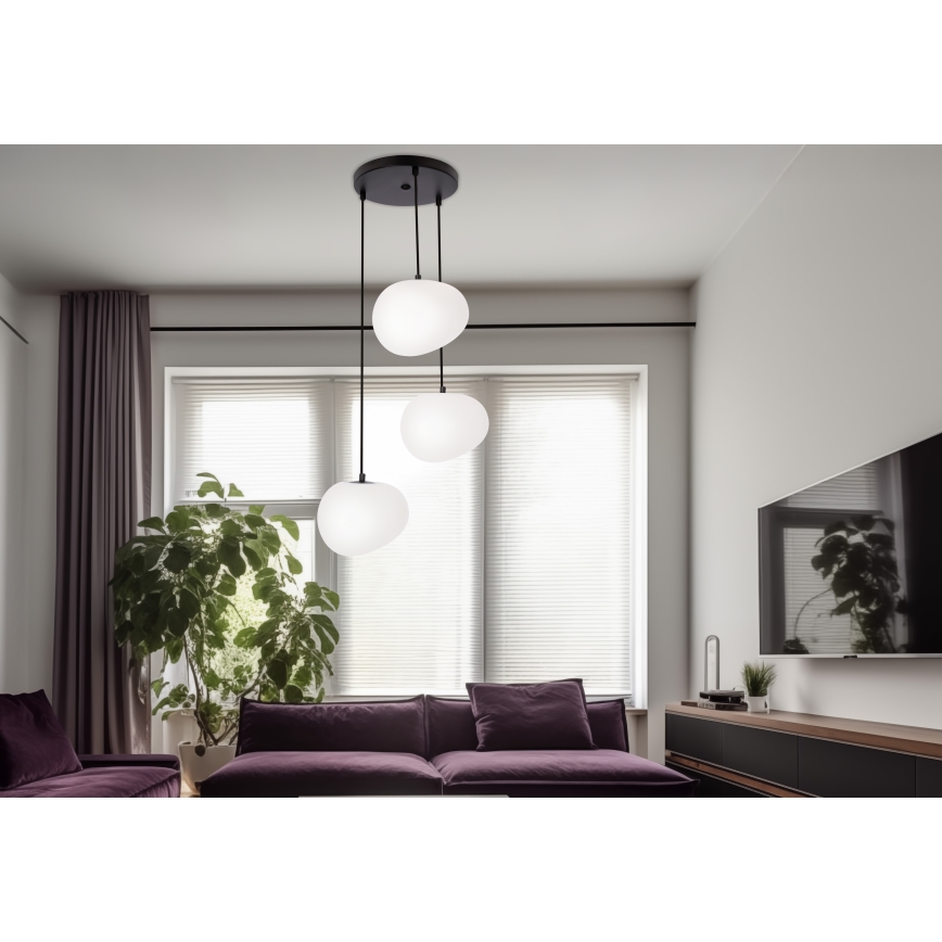 Lampadario a sospensione con filo STONES 3xE27/40W/230V