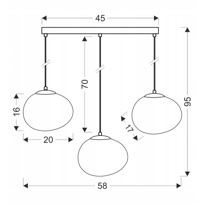 Lampadario a sospensione con filo STONES 3xE27/40W/230V