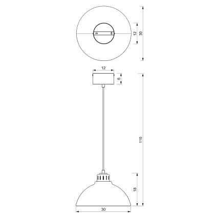 Lampadario a sospensione con filo SVEN 1xE27/15W/230V rosso